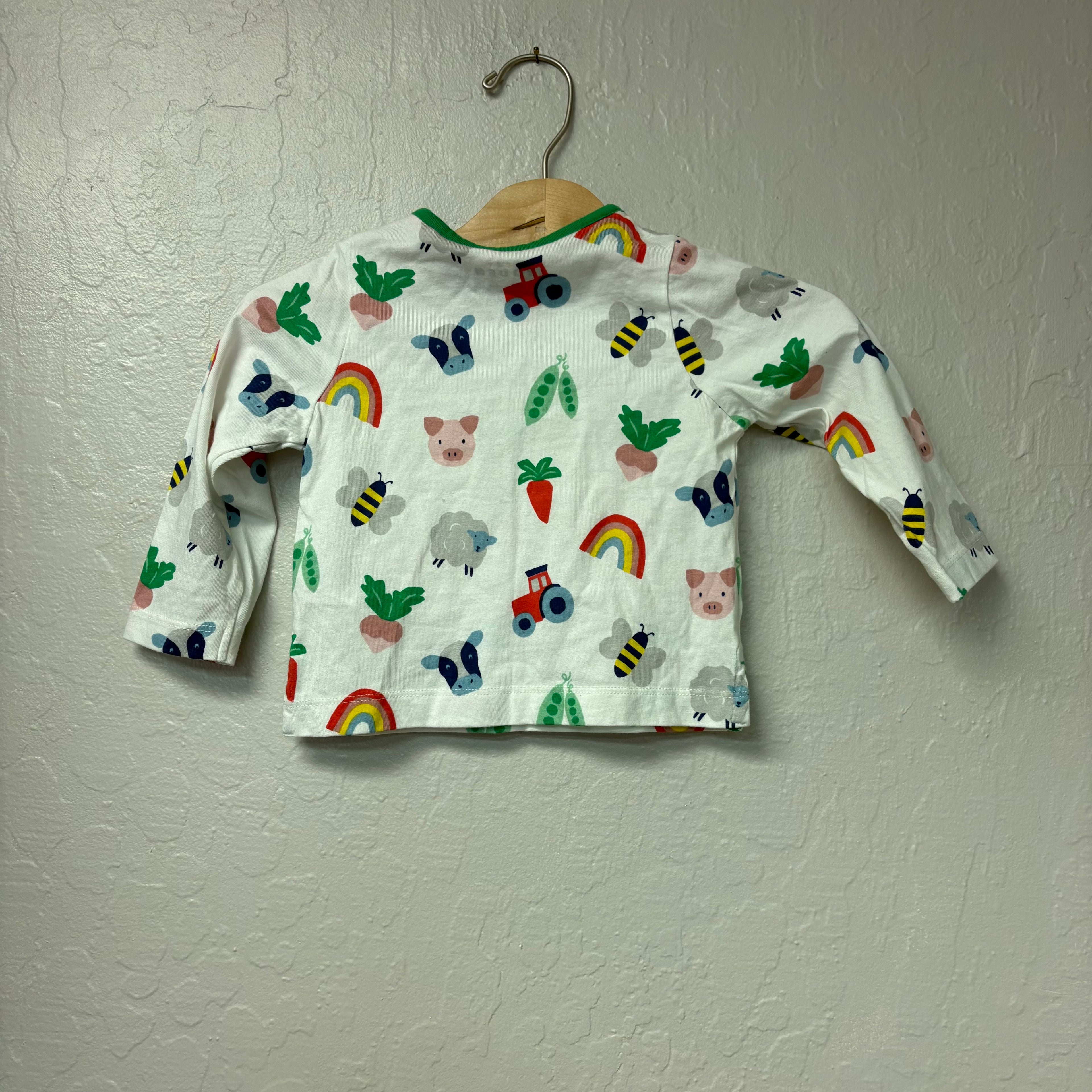mini boden boys’ white long sleeve tee with animal print 3-6M