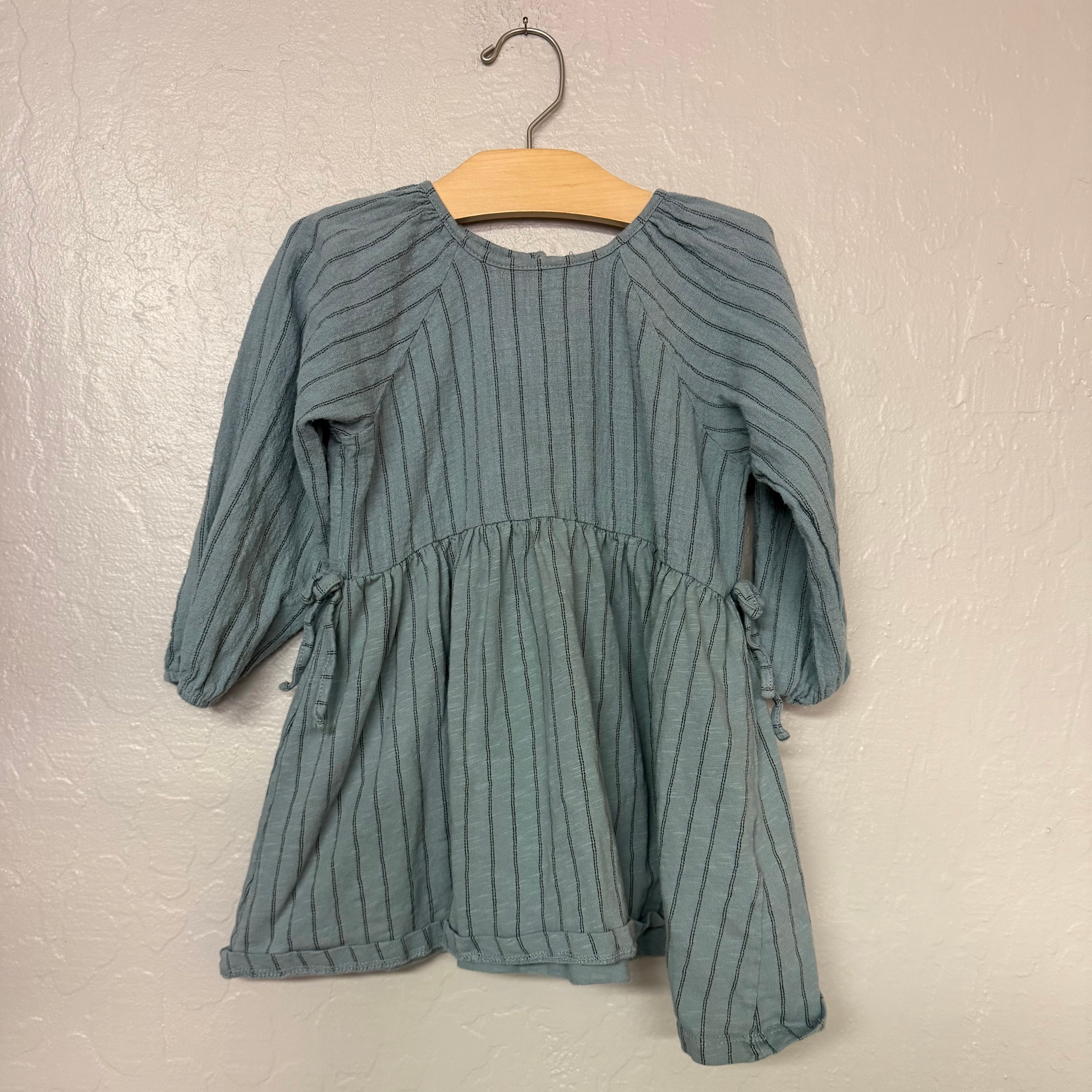 zara girls blue long-sleeve stripe dress 4Y