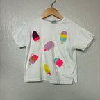 zara girls white tee popsicle print 5Y