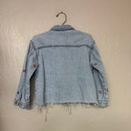 zara girls denim floral embroidered jacket 3-4Y