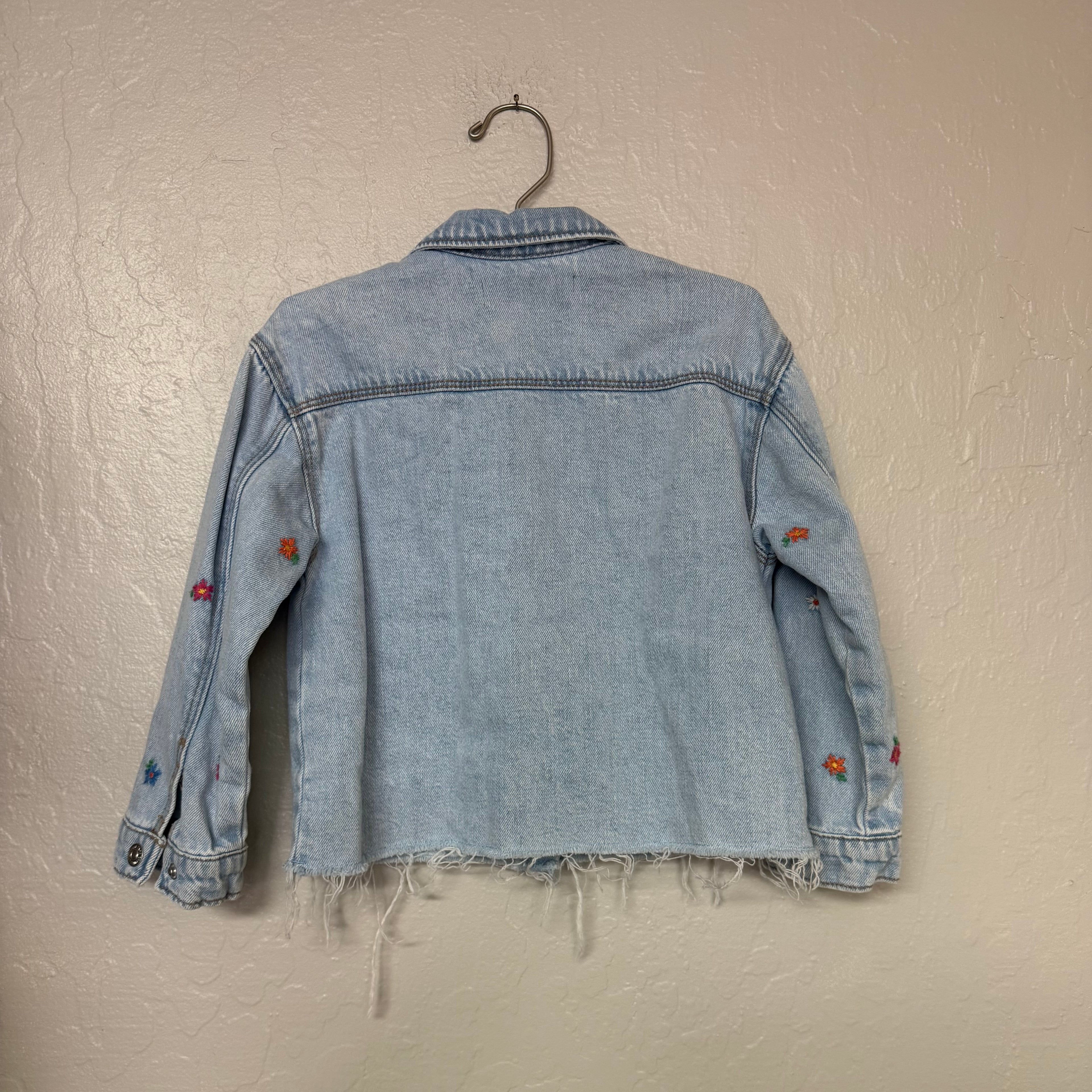 zara girls denim floral embroidered jacket 3-4Y