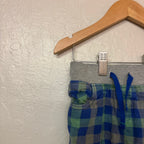 mini boden boys’ flannel like blue and green plaid pants 3-4Y