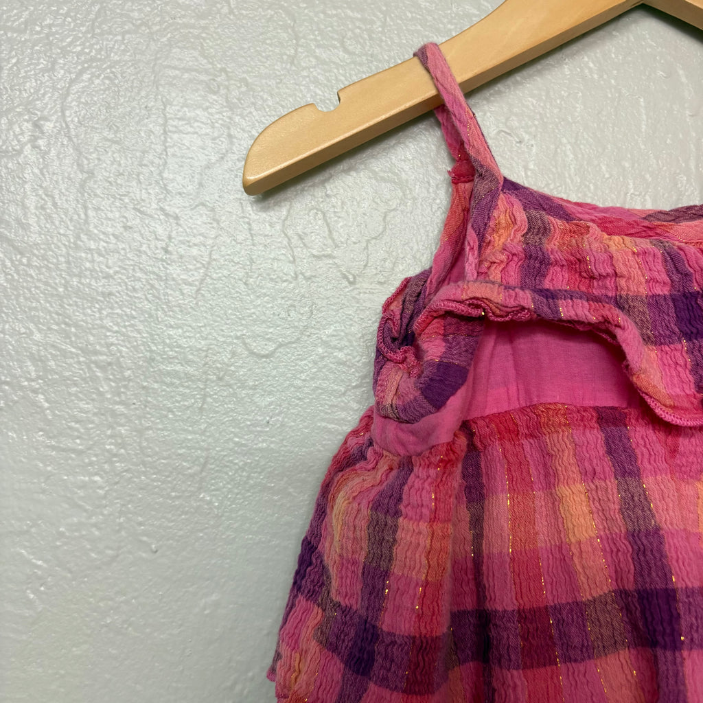 peek little peanut girls pink plaid dress 18-24M