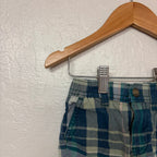 tea collection boys blue green and beige plaid shorts 12-18M