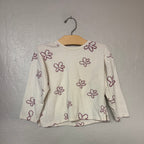 zara girls pink glitter floral long-sleeve tee 4-5Y