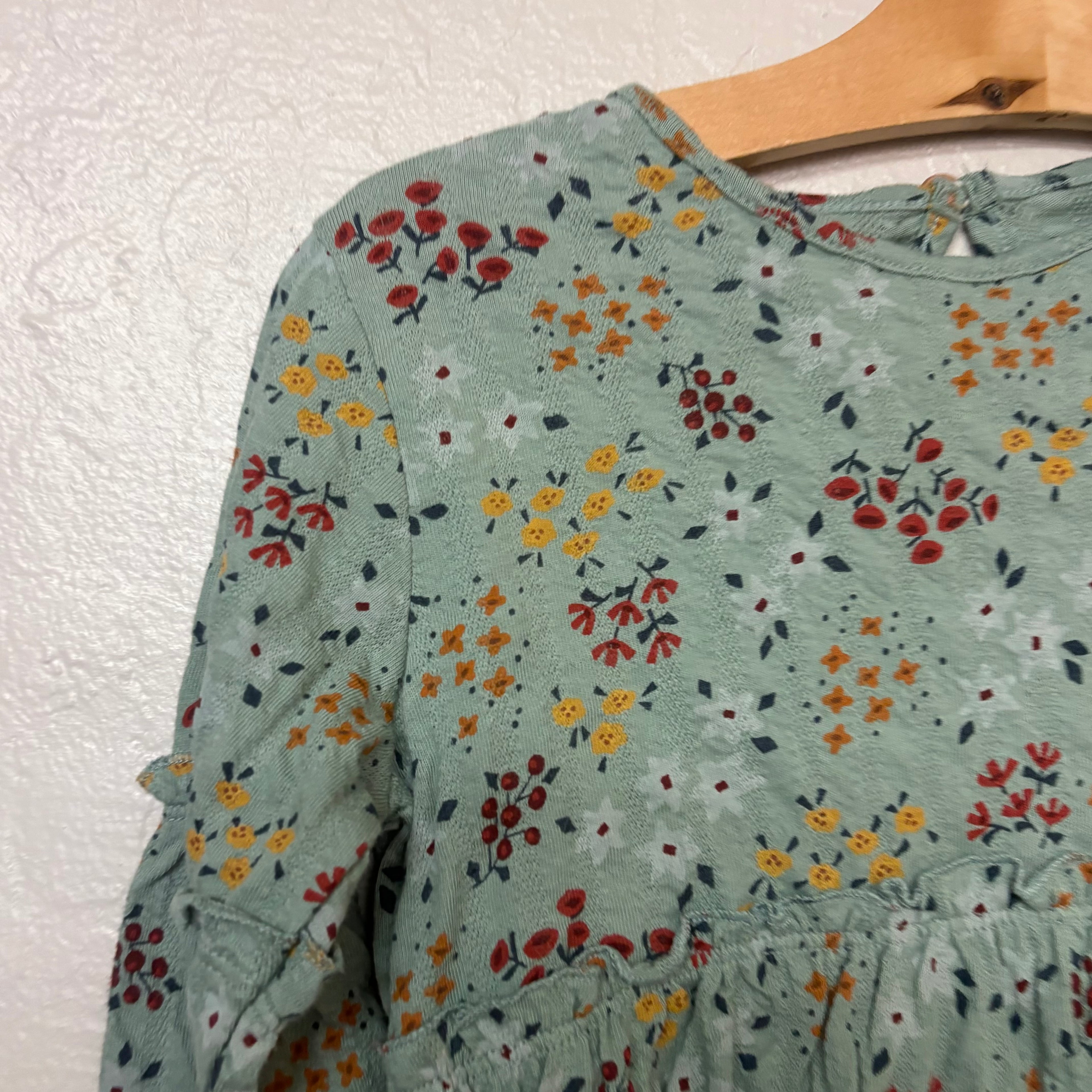 little co. green floral dress 4Y