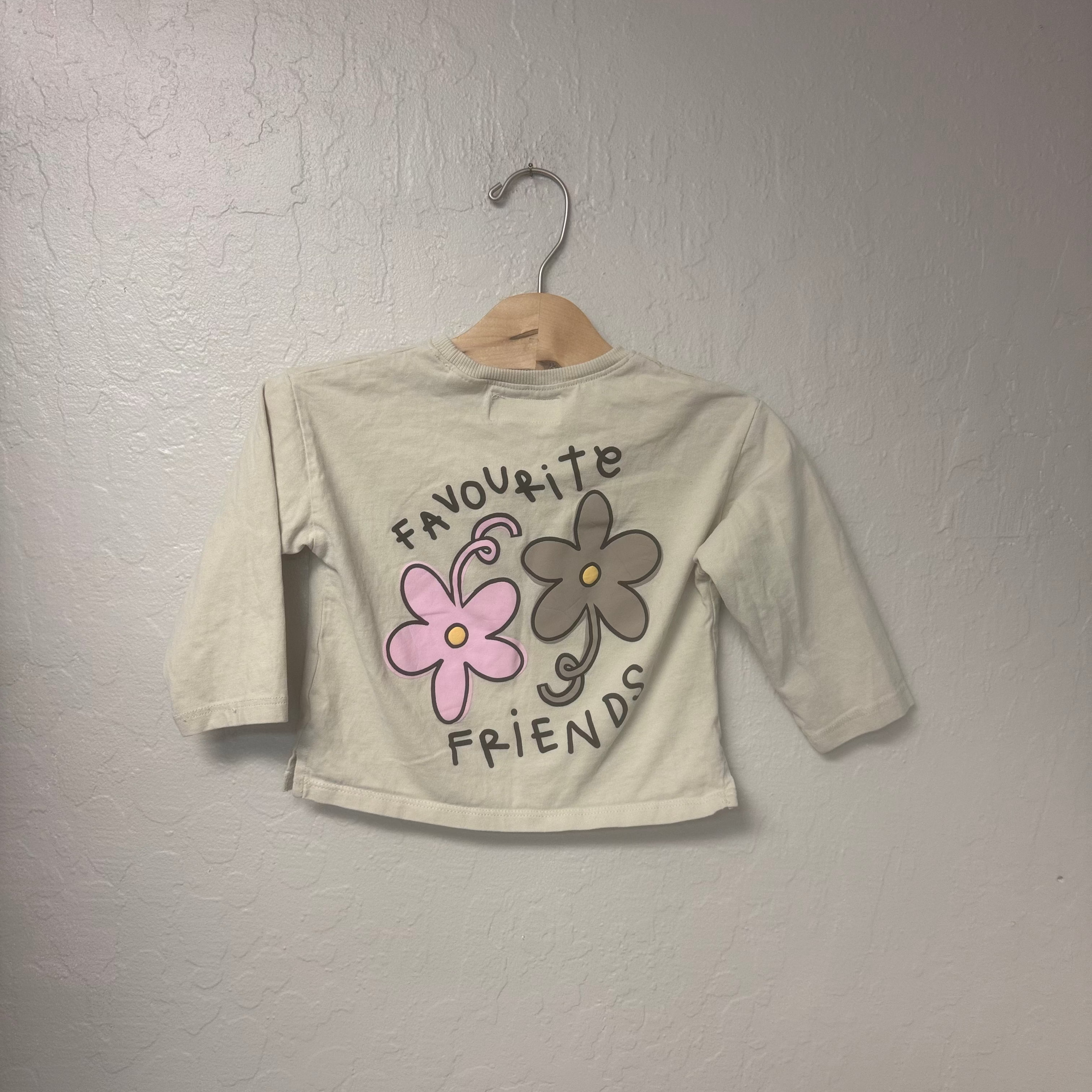 zara girls' beige long-sleeve floral favourite friends 2Y
