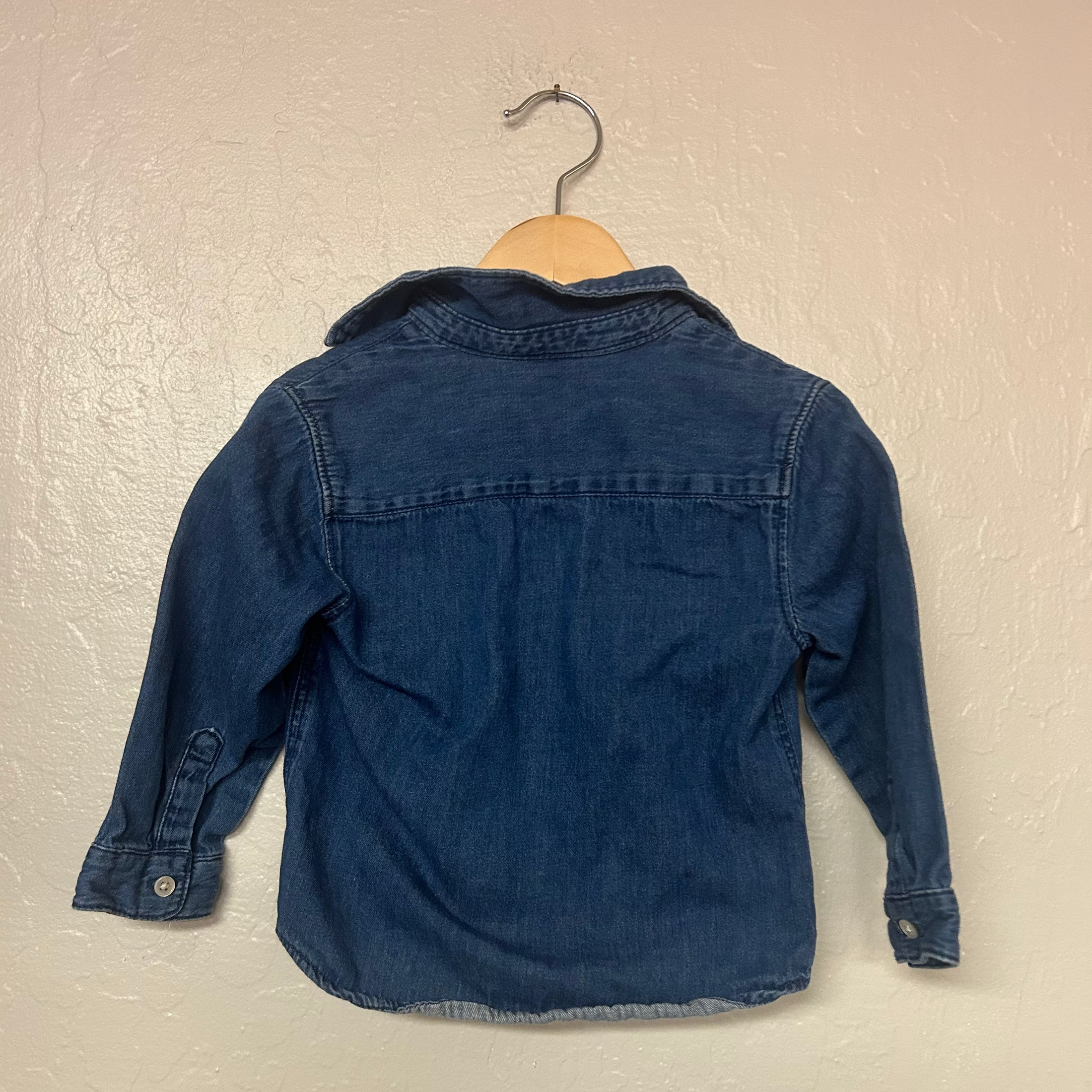 zara boys’ medium blue denim button down 18-24M