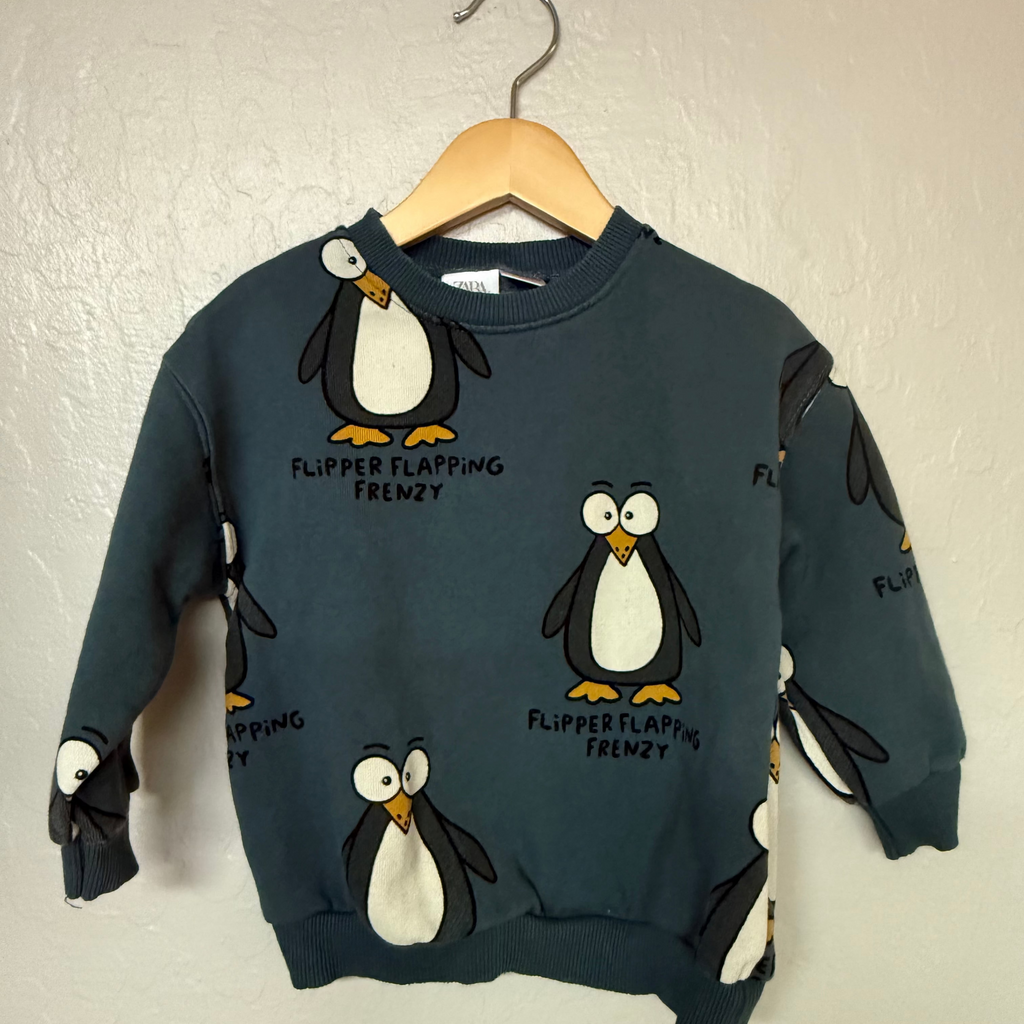 zara boys' sweatshirt penguin 3Y