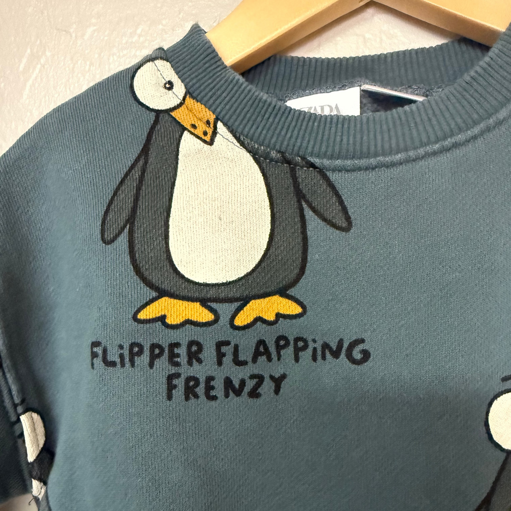 zara boys' sweatshirt penguin 3Y