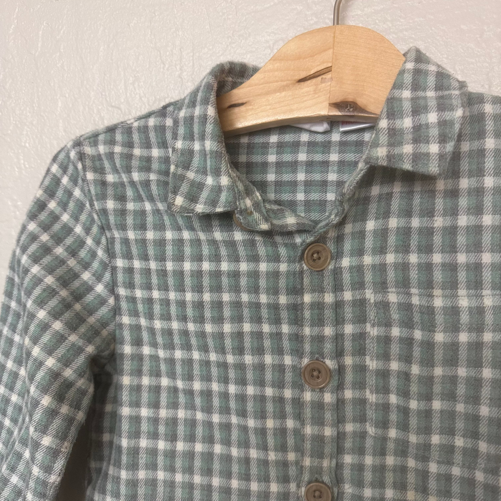zara boys' plaid flannel button-down shirt 12-18M