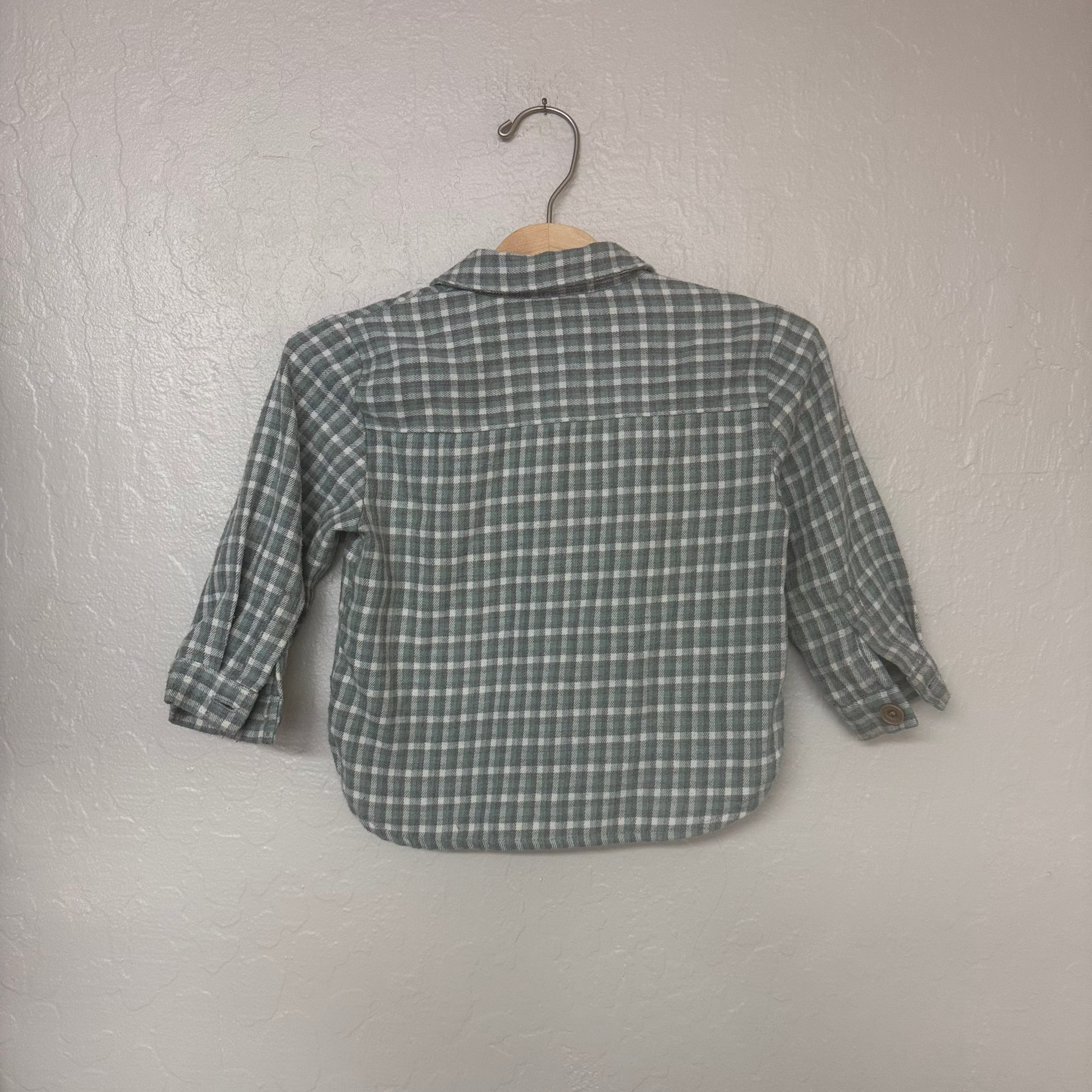 zara boys' plaid flannel button-down shirt 12-18M