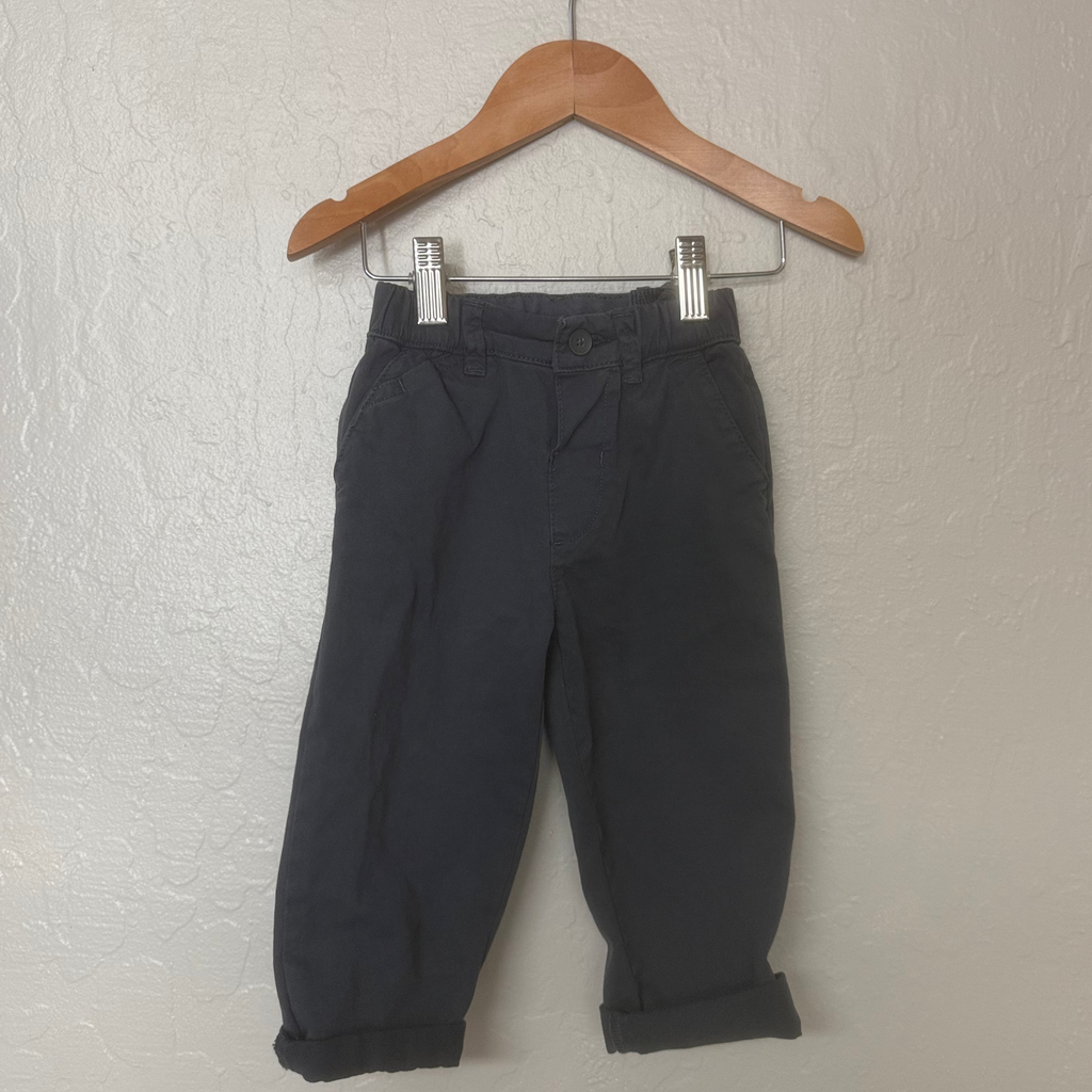 zara boys' navy blue cuffed chino pants 2Y