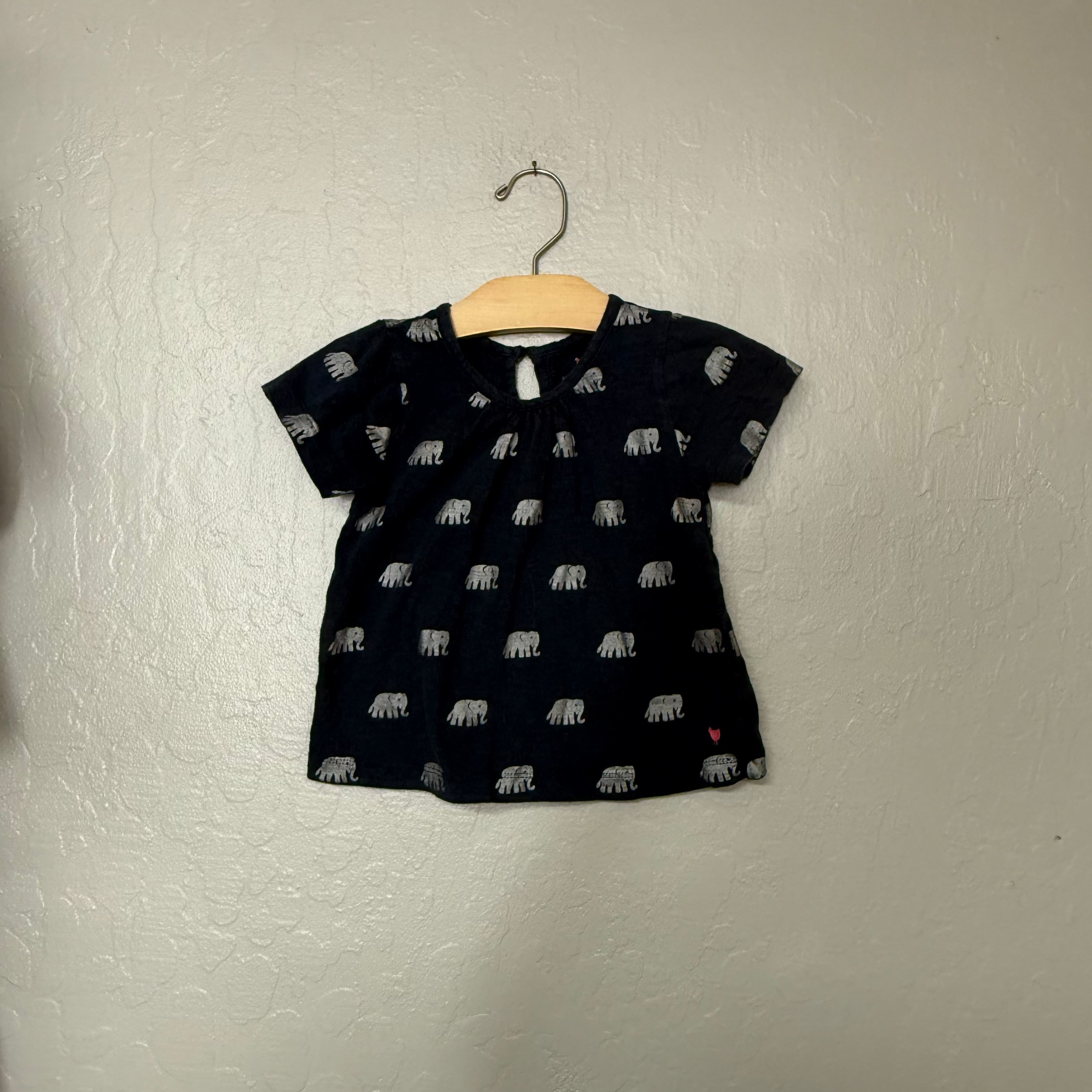 pink chicken girls' navy blue elephant tee shirt 3Y