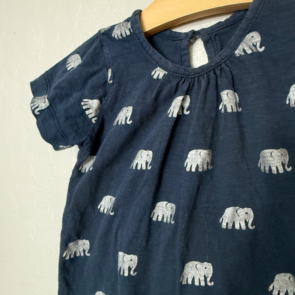 pink chicken girls' navy blue elephant tee shirt 3Y