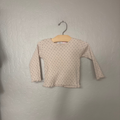 zara girls' ribbed cream tee with black dots print 9-12M