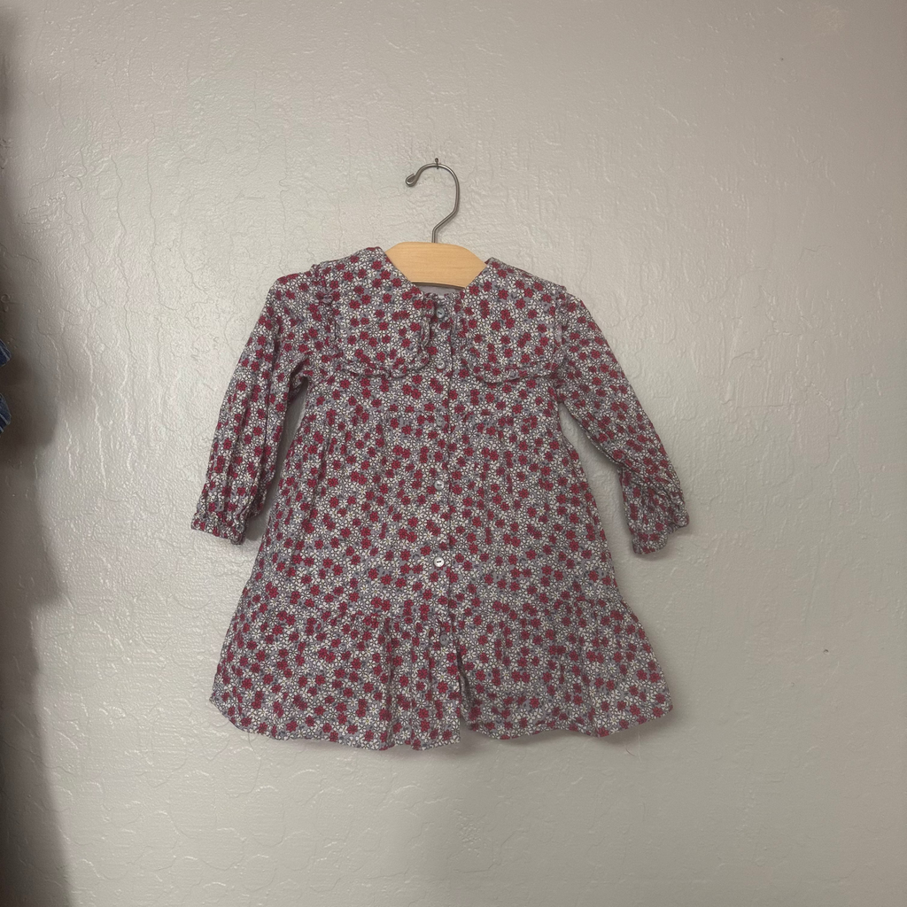 zara girls' floral dress peter pan collar 2-3Y