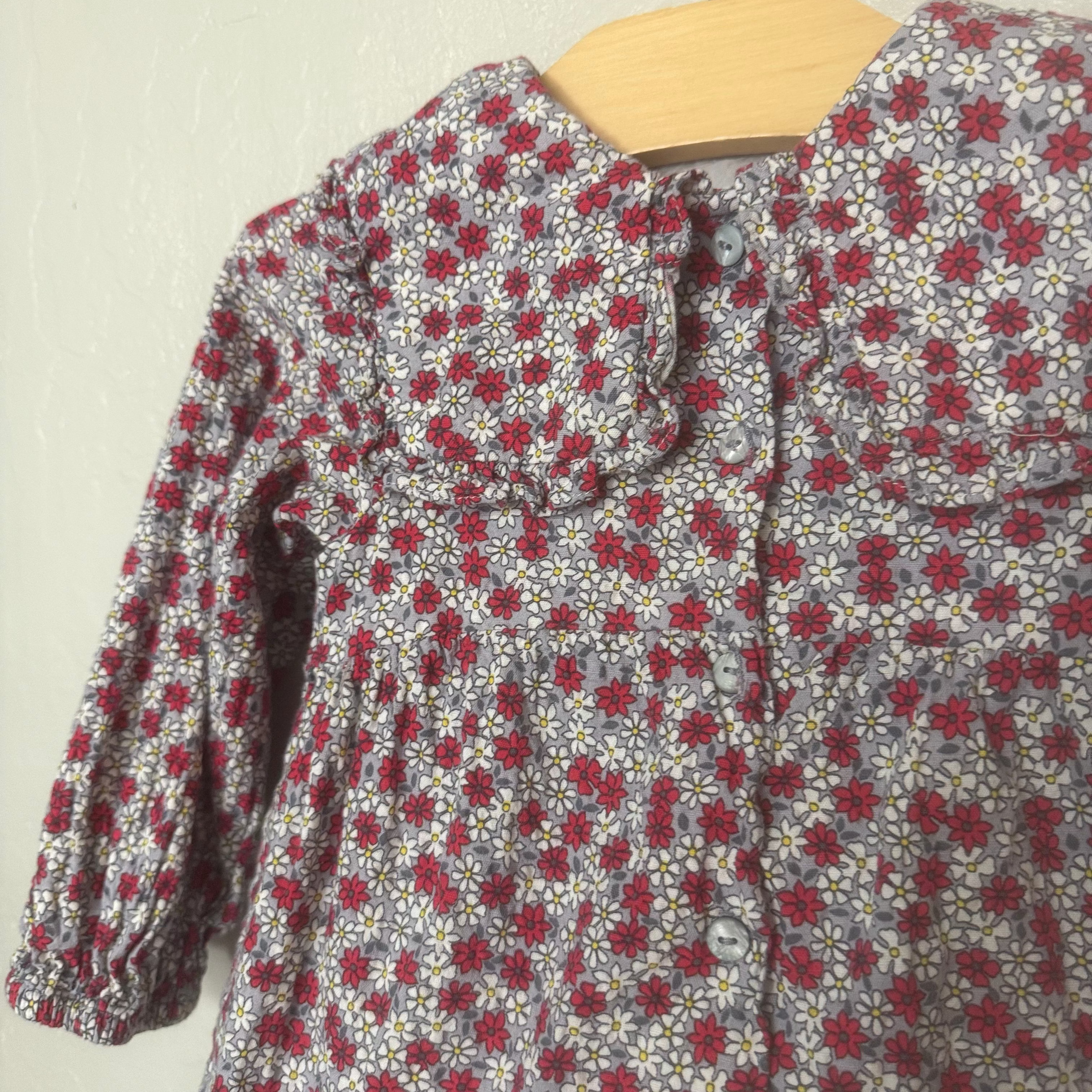 zara girls' floral dress peter pan collar 2-3Y