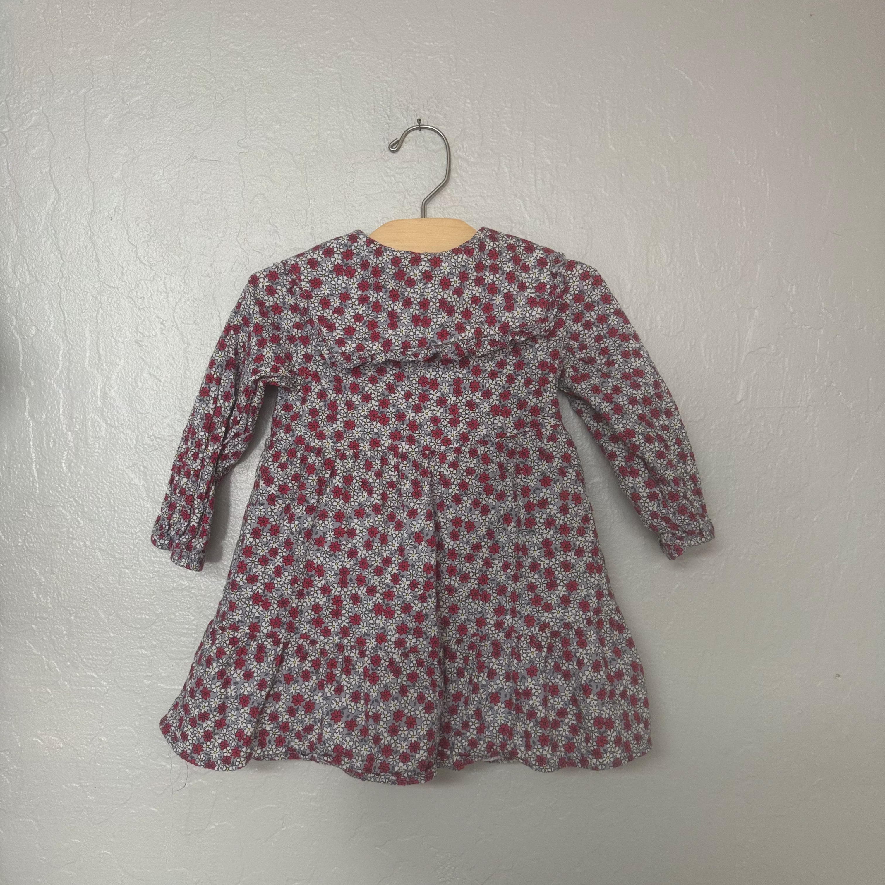 zara girls' floral dress peter pan collar 2-3Y