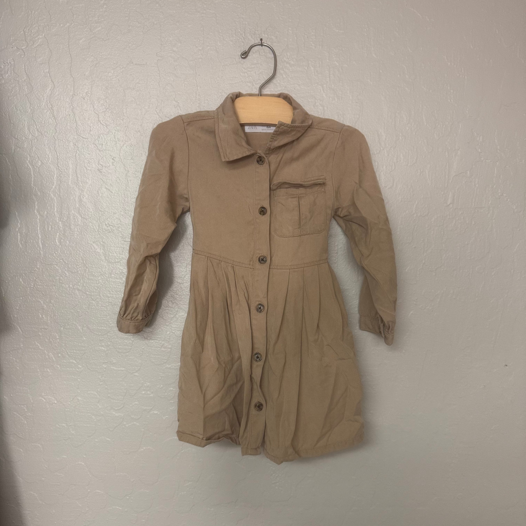 zara girls' khaki dress 2-3Y
