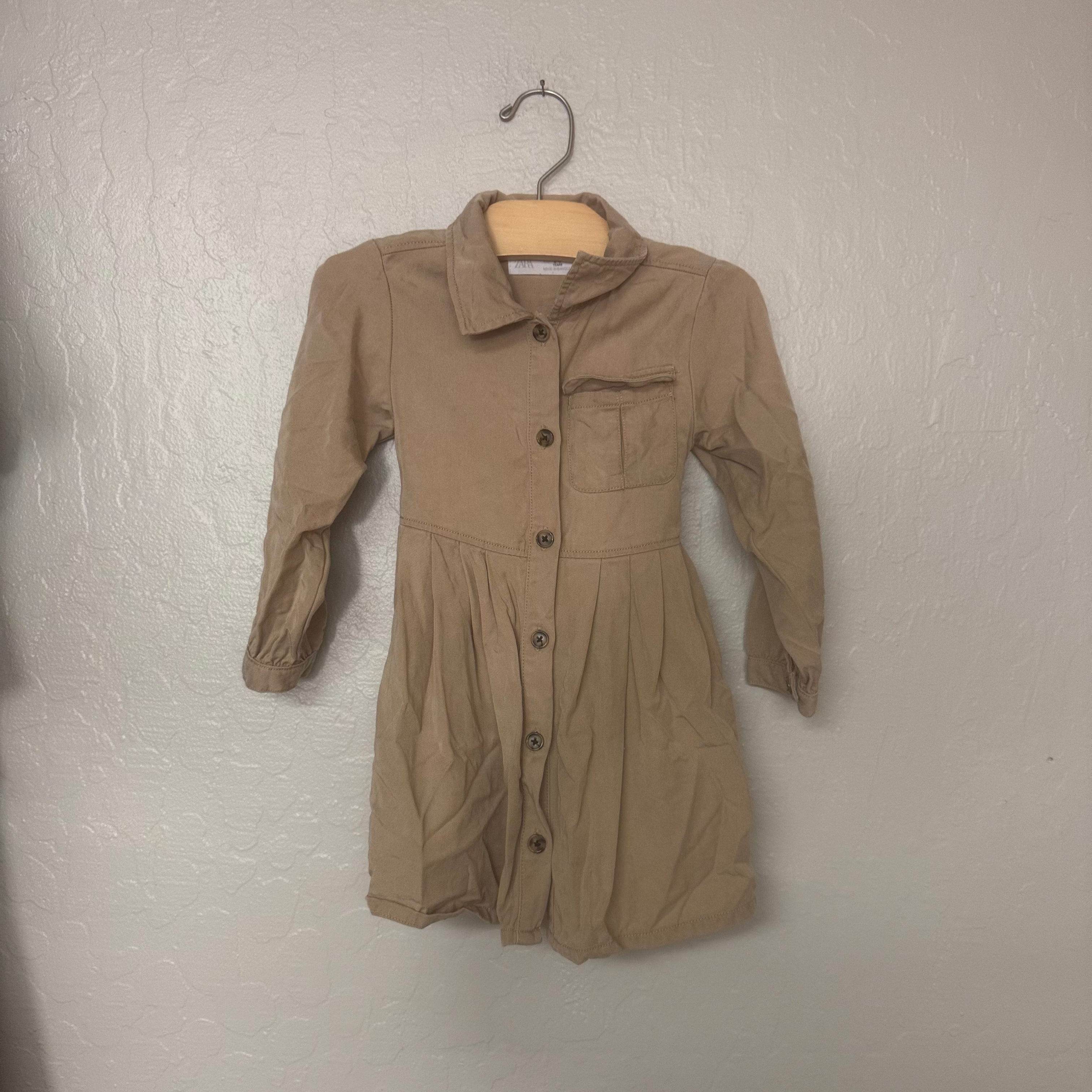 zara girls' khaki dress 2-3Y