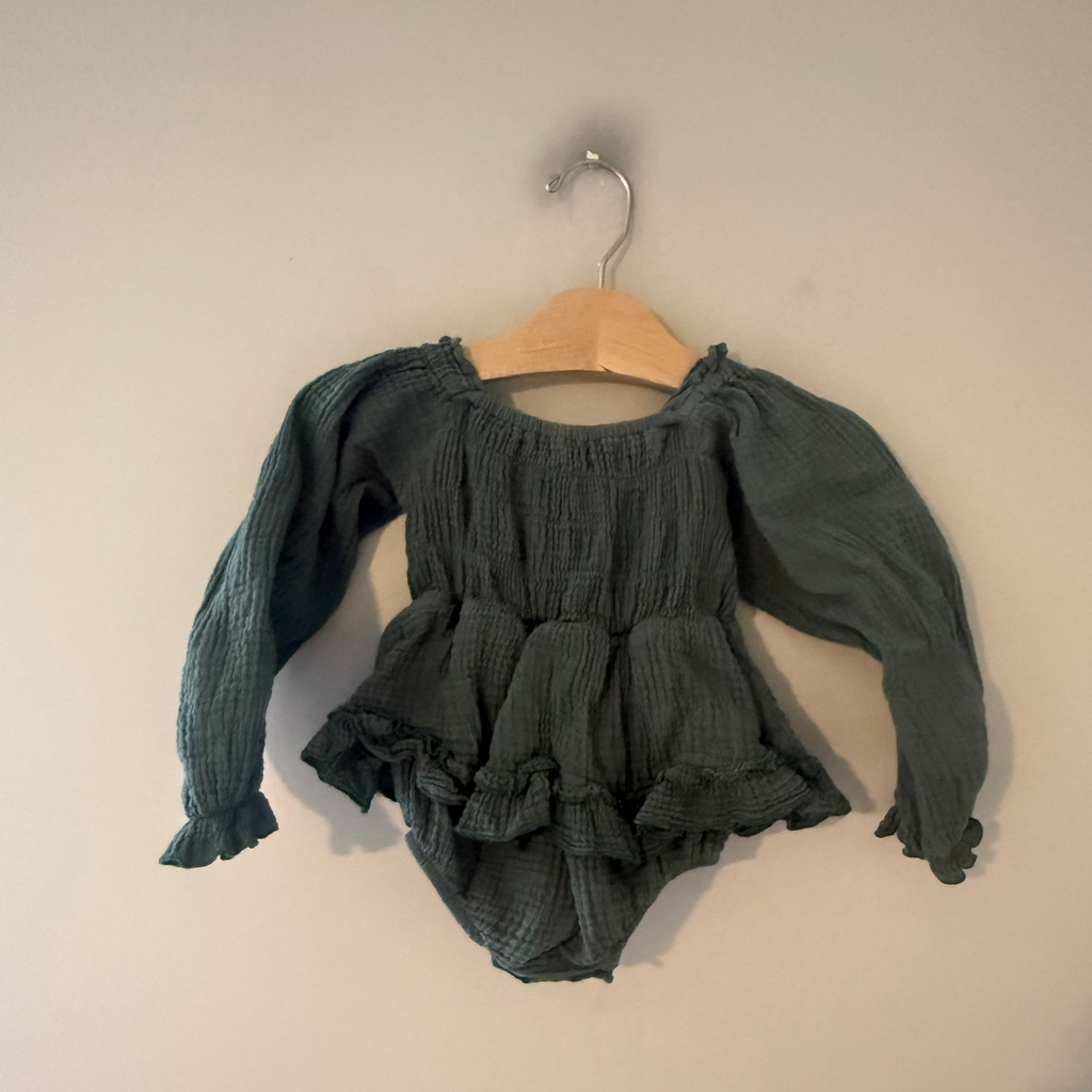 forever french baby green skirted romper 18-24M