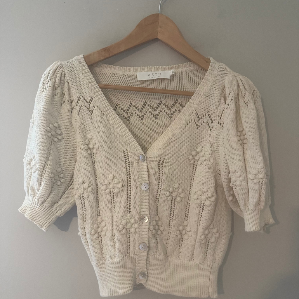 astr the label pointelle cardigan top small