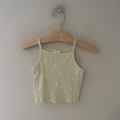 zara girls' green ribbed embroidered daisy cami 7Y