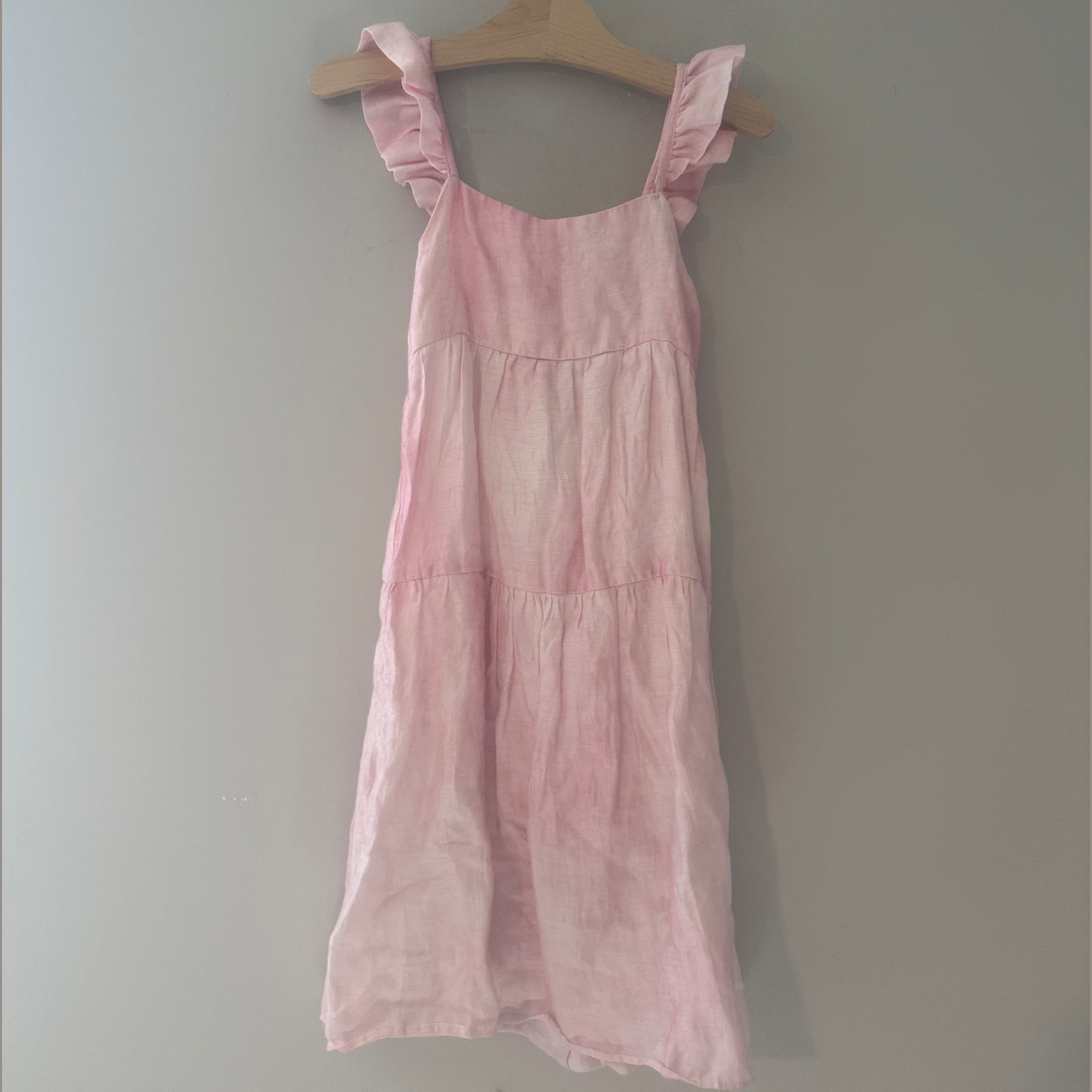 zara girls' pink dress with ruffle straps 8Y