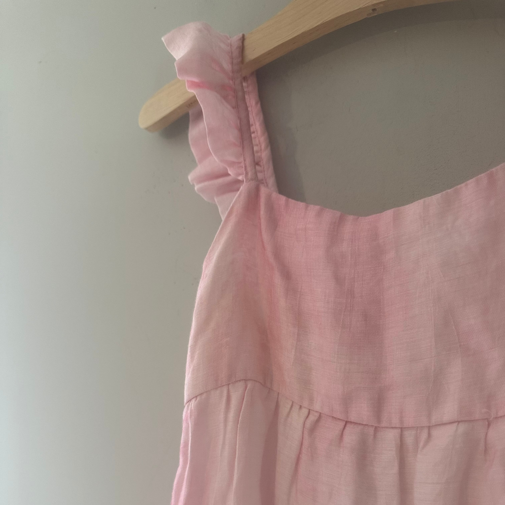 zara girls' pink dress with cutout back ruffle straps 8Y