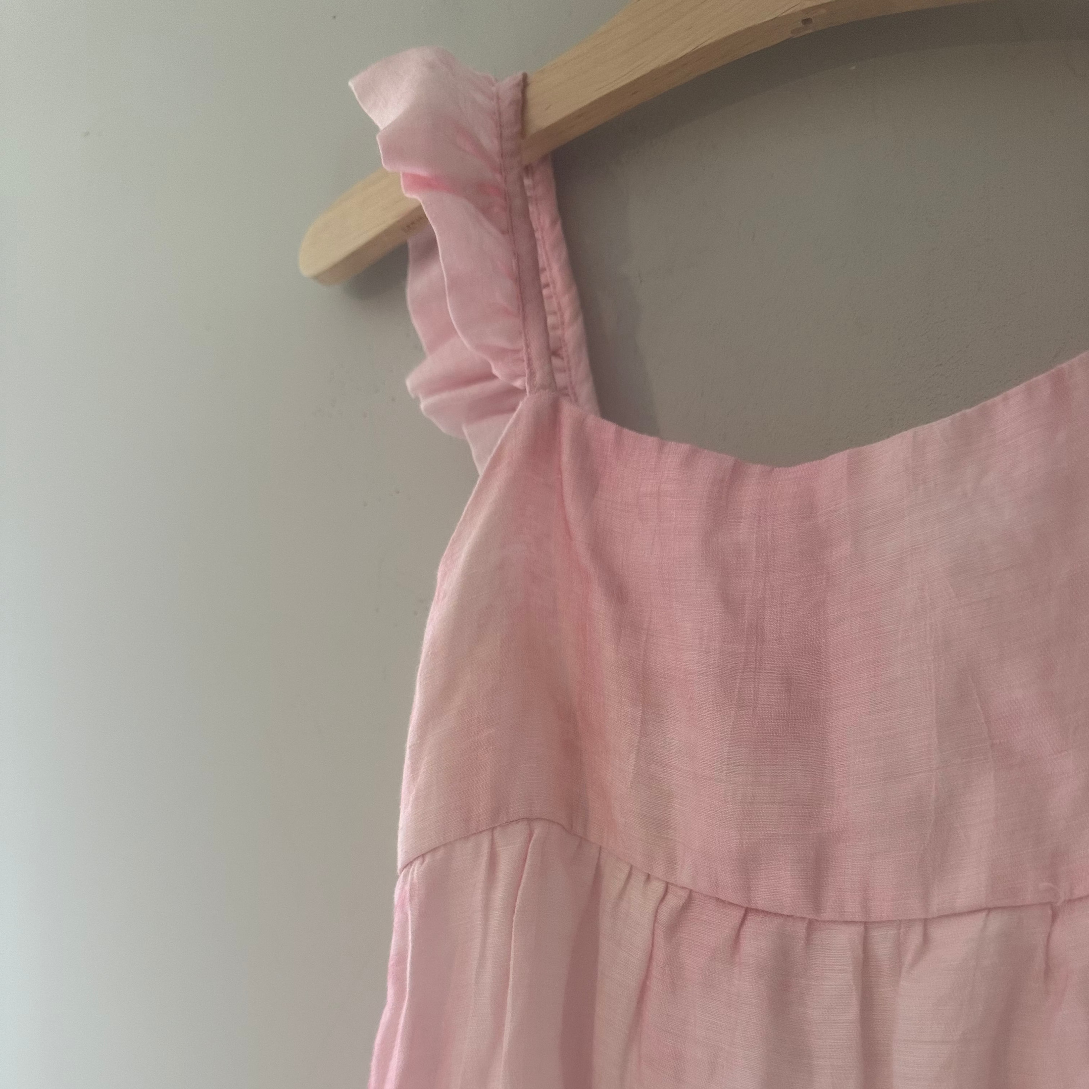zara girls' pink dress with cutout back ruffle straps 8Y