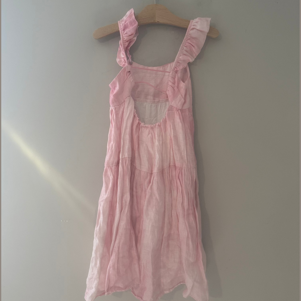 zara girls' pink dress with cutout back ruffle straps 8Y