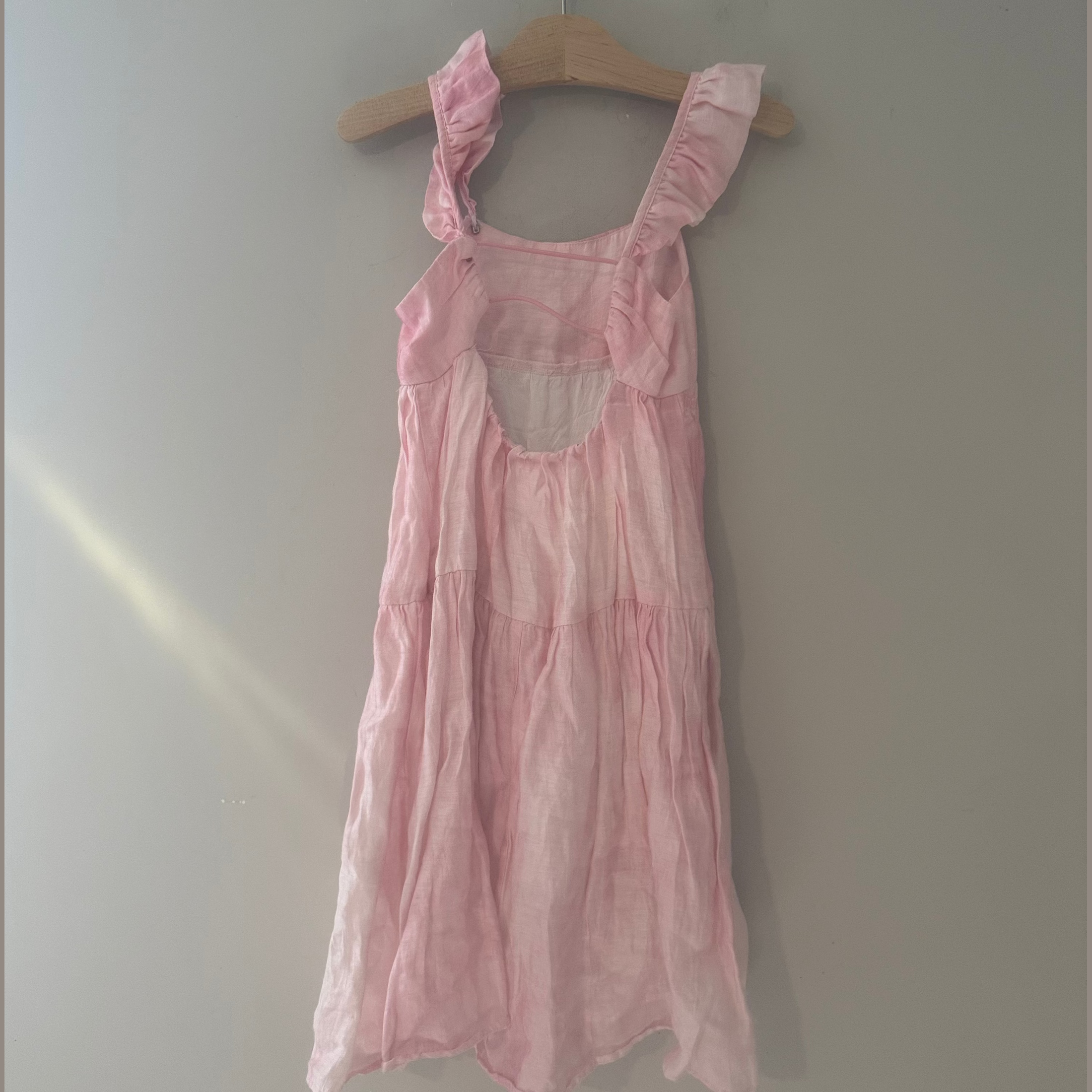zara girls' pink dress with ruffle straps 8Y