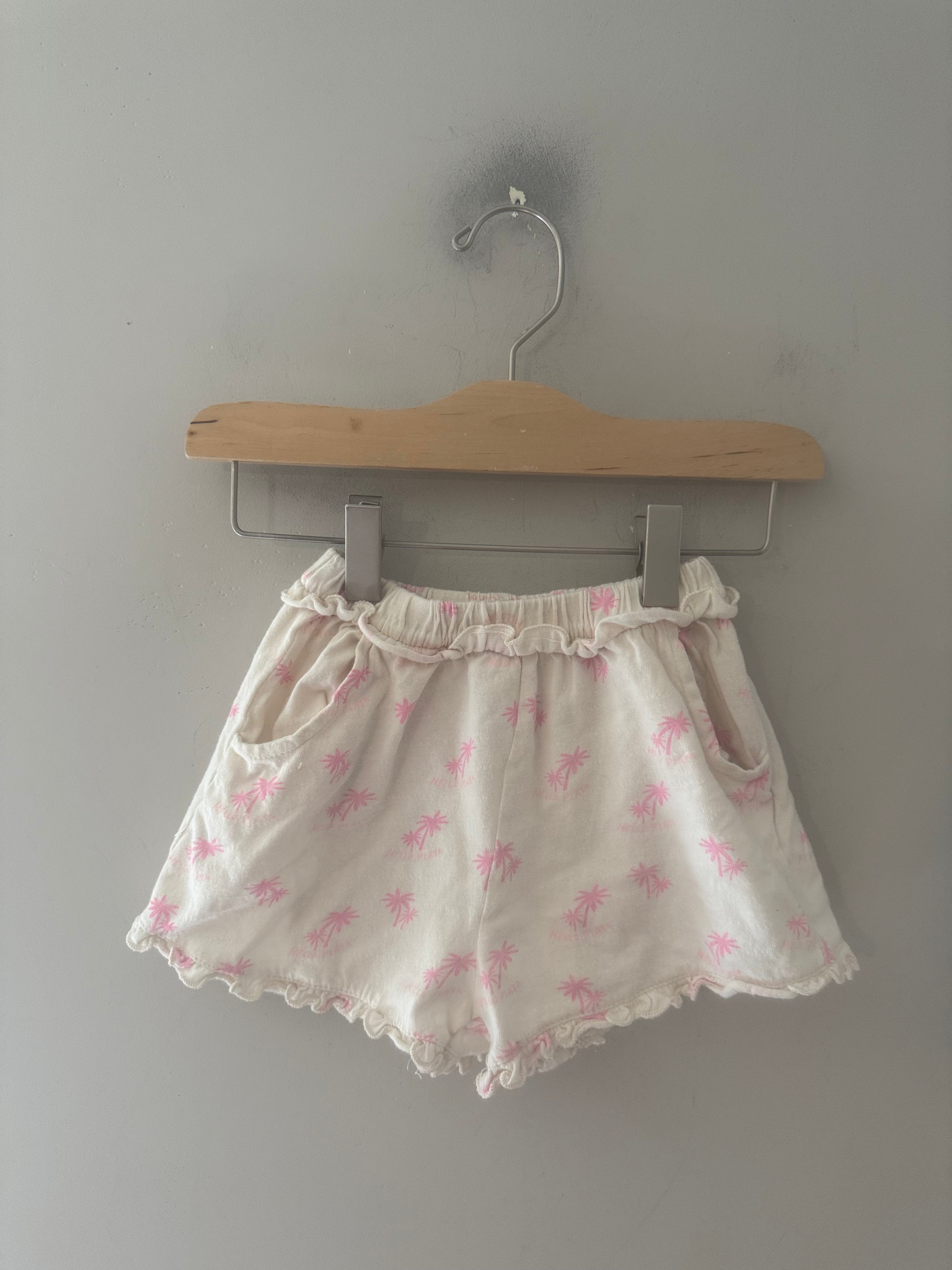 zara girls' cream ruffle shorts palm tree 4Y