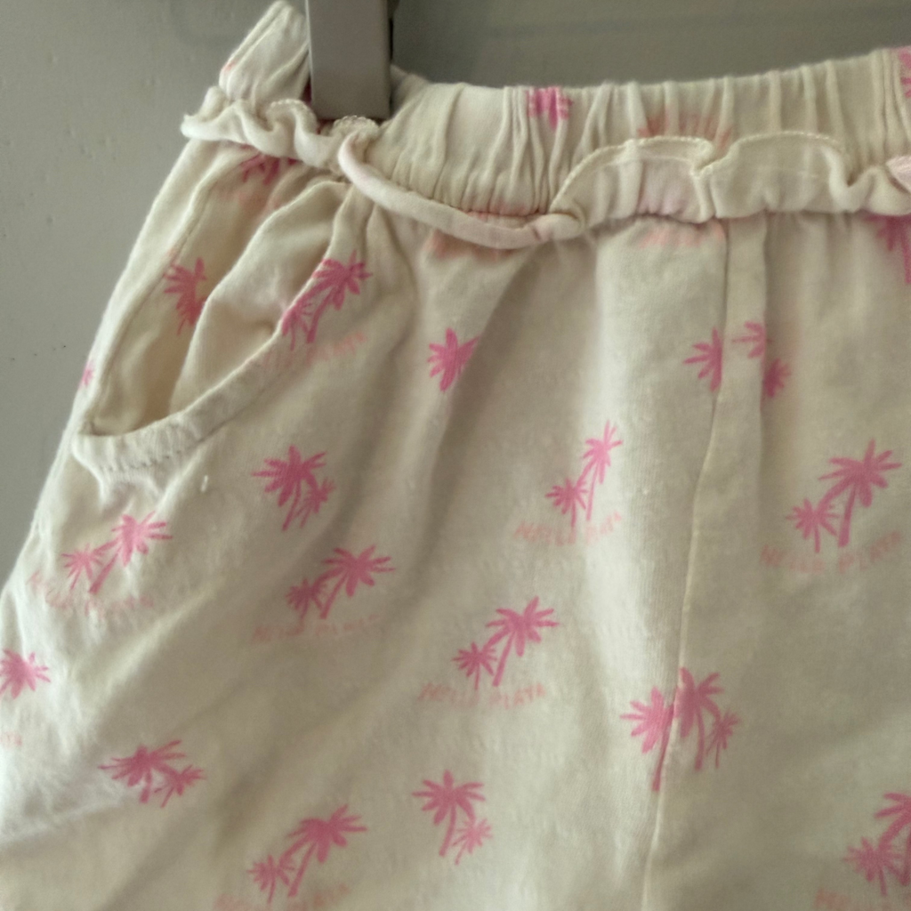 zara girls' cream ruffle shorts palm tree 4Y