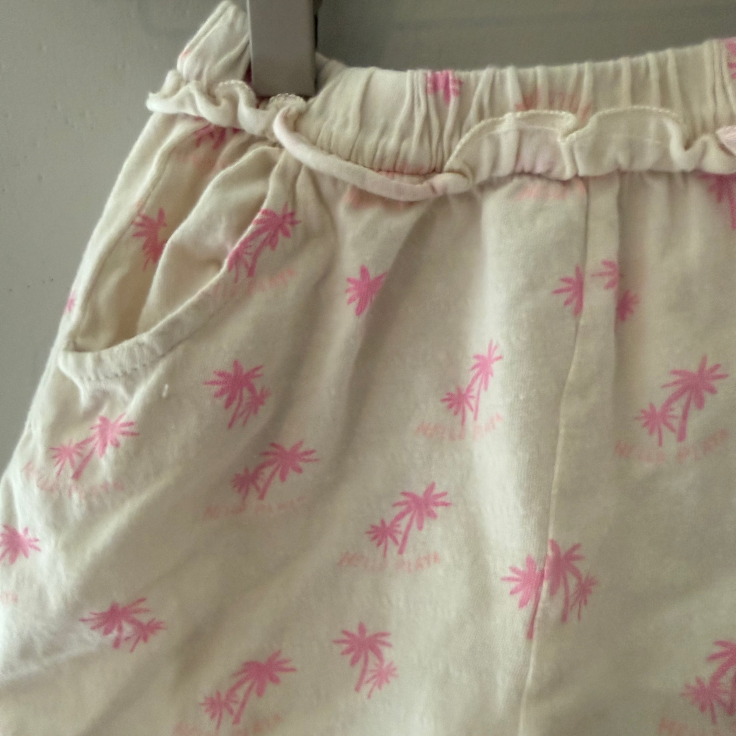 zara girls' cream ruffle shorts palm tree 4Y