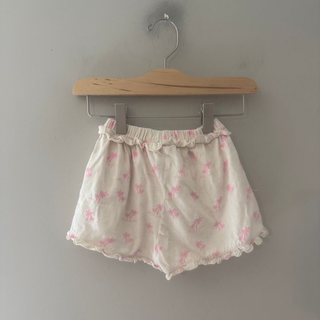 zara girls' cream ruffle shorts palm tree 4Y