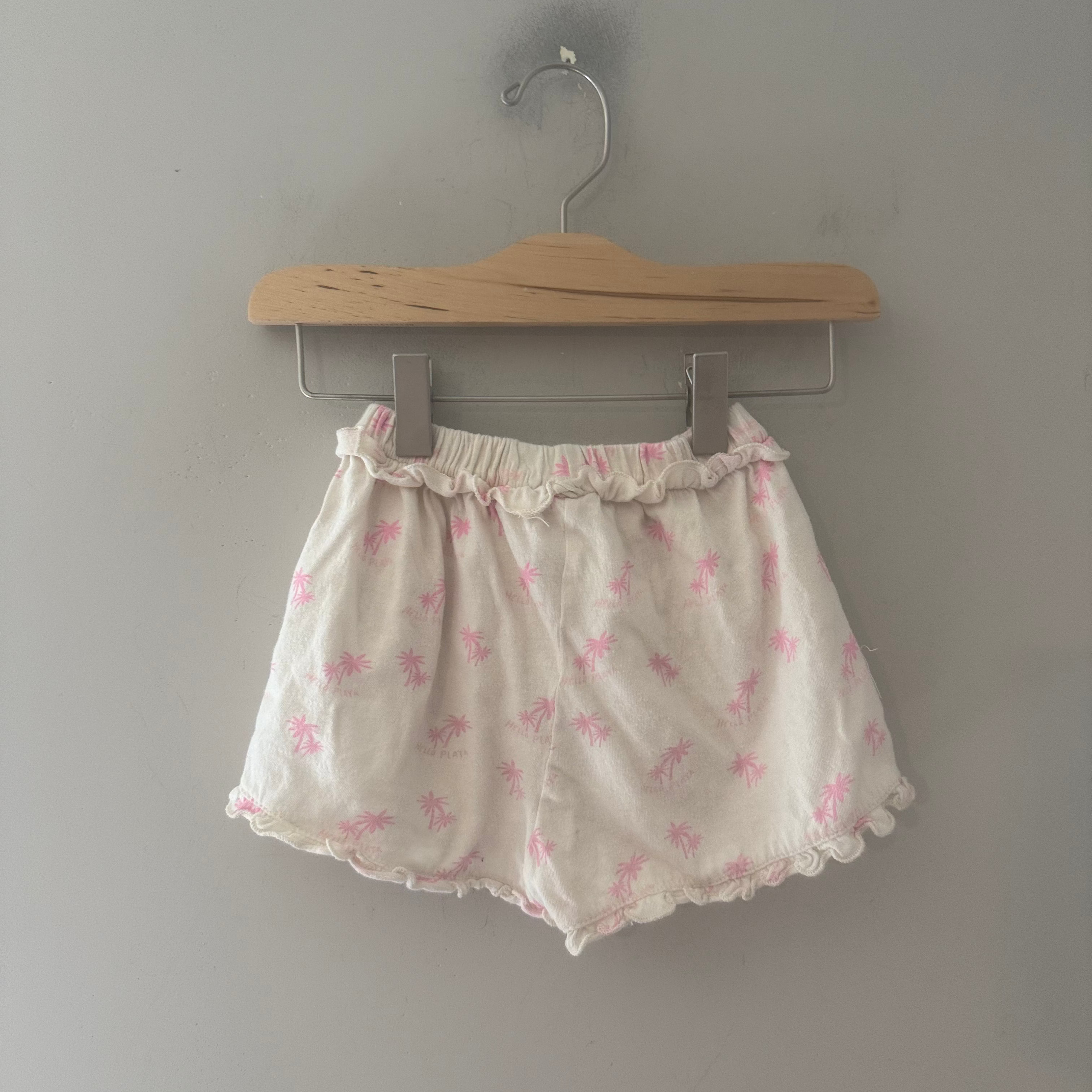 zara girls' cream ruffle shorts palm tree 4Y