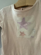 zara girls' long-sleeve pink star tee 12-18M