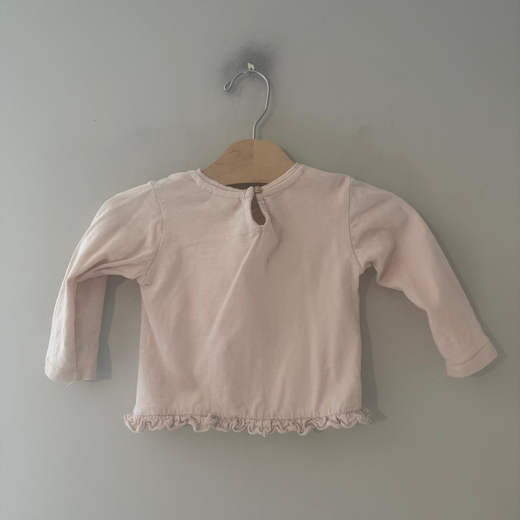 zara girls' long-sleeve pink star tee 12-18M