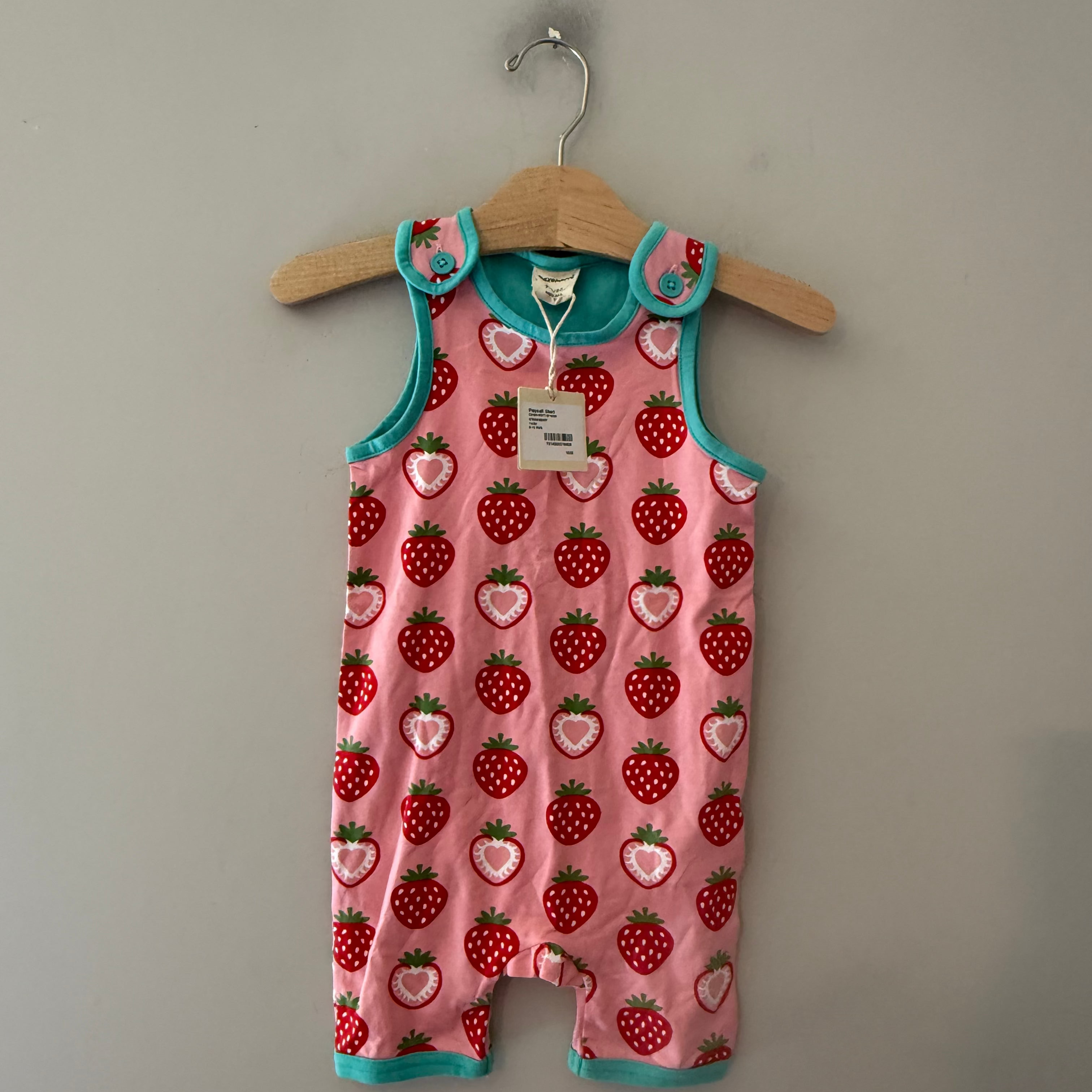 maxomorra girls' strawberry romper 9-12M NWT