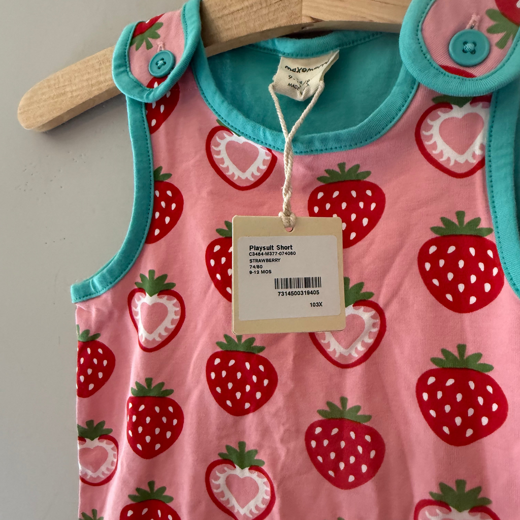 maxomorra girls' strawberry romper 9-12M NWT