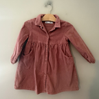 zara girls' pink corduroy shirt dress 4-5Y