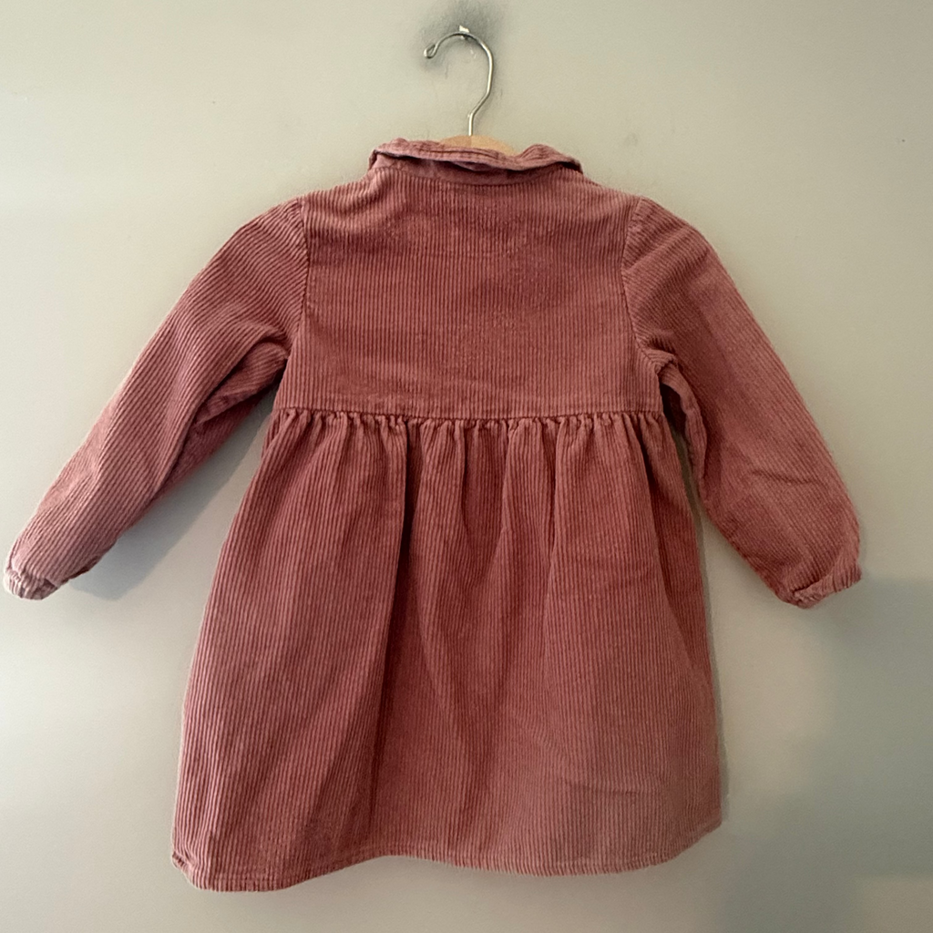 zara girls' pink corduroy shirt dress 4-5Y