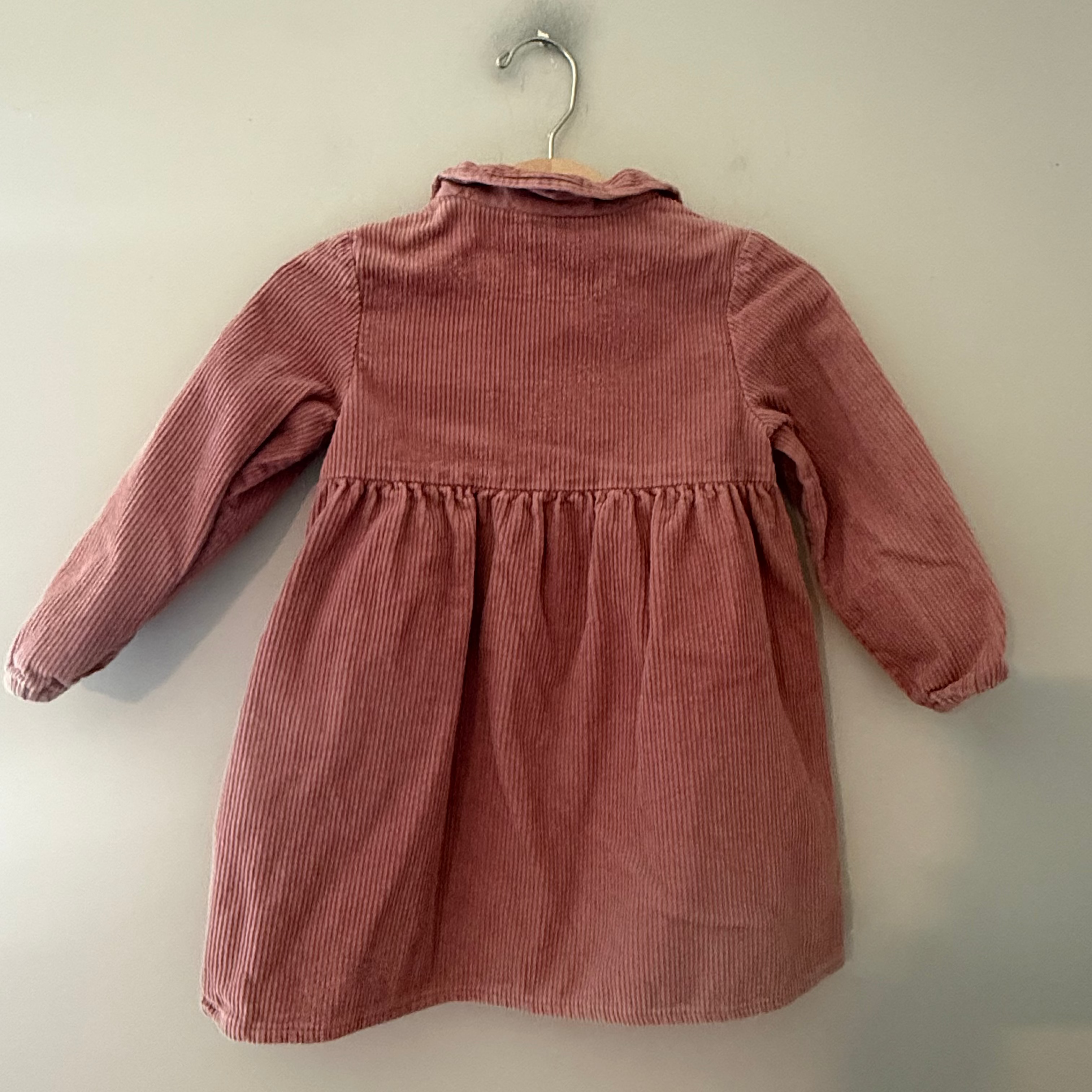 zara girls' pink corduroy shirt dress 4-5Y