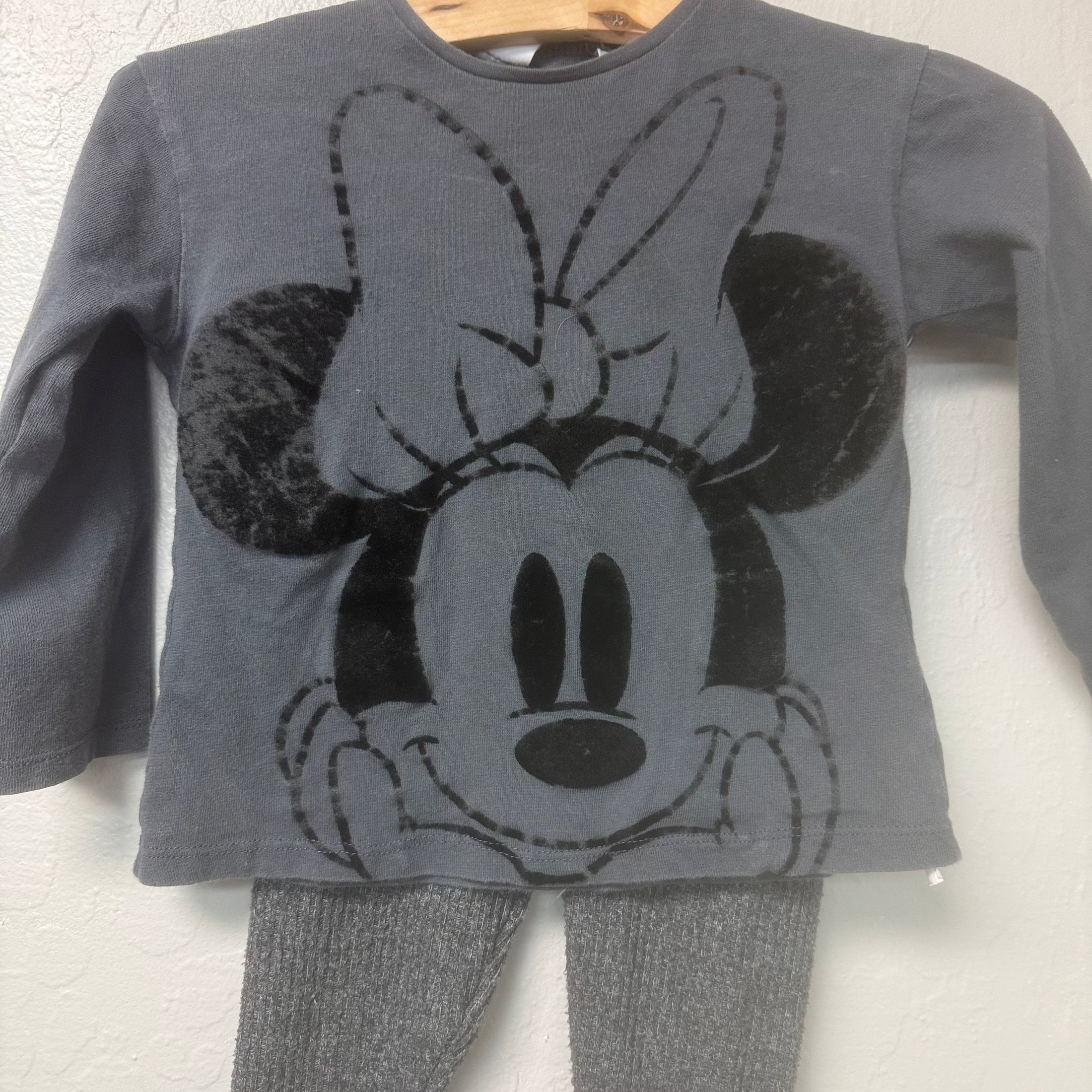 zara x disney baby girls' gray minnie mouse set 12-18M