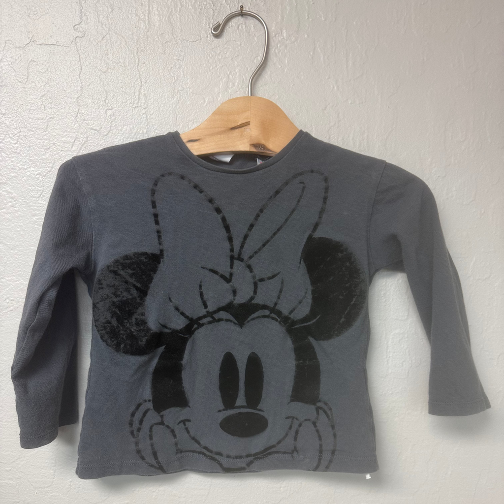 zara x disney baby girls' gray minnie mouse set 12-18M