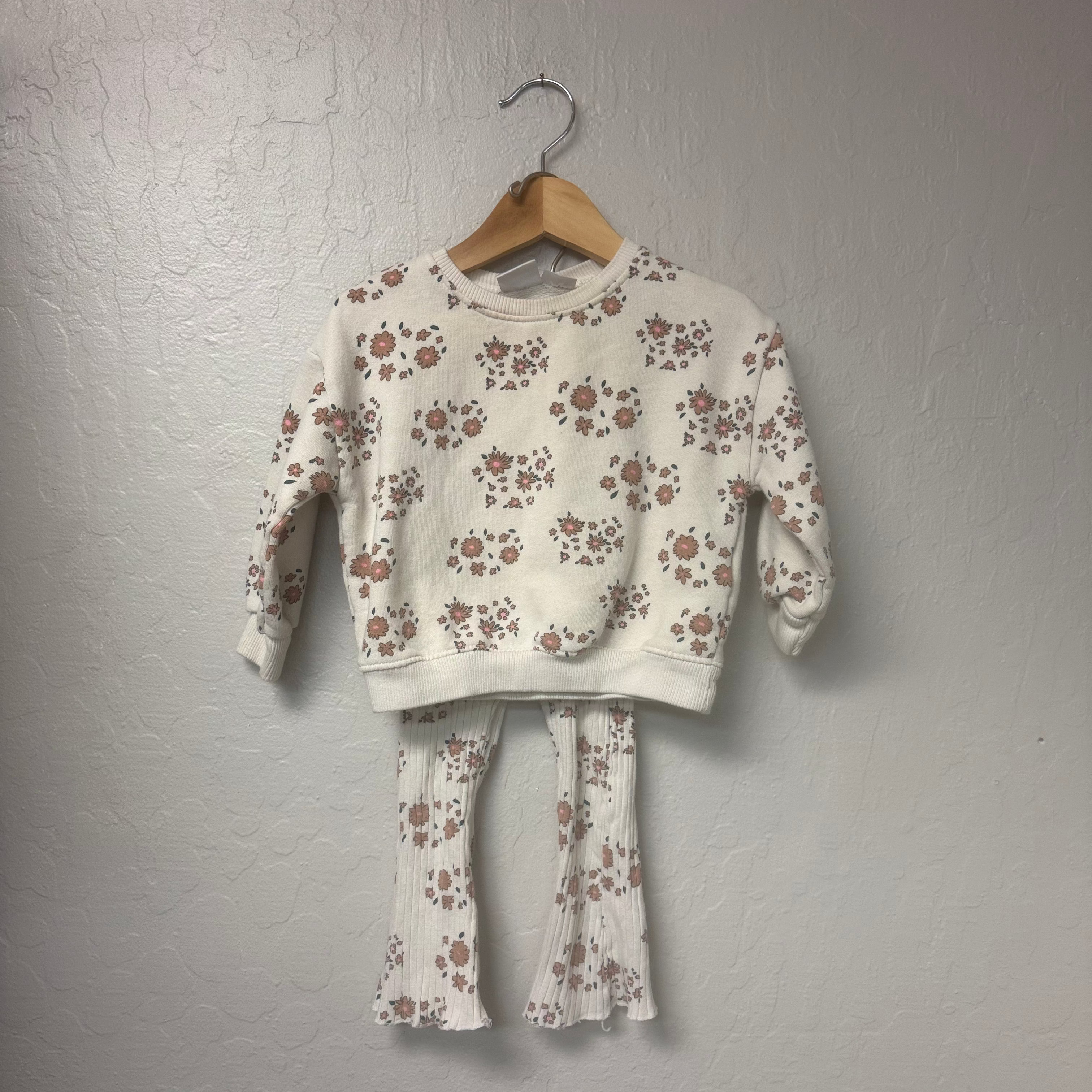 zara cream floral set 18-24M 2-3Y