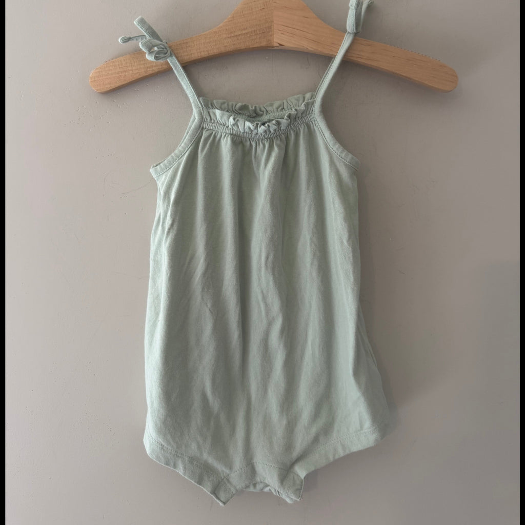 old navy green romper 12-18M