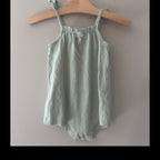 old navy green romper 12-18M